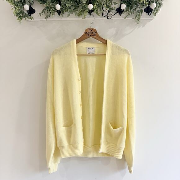 Sears Sweaters - vintage Cardigan butter yellow Button Down Sweater Size M